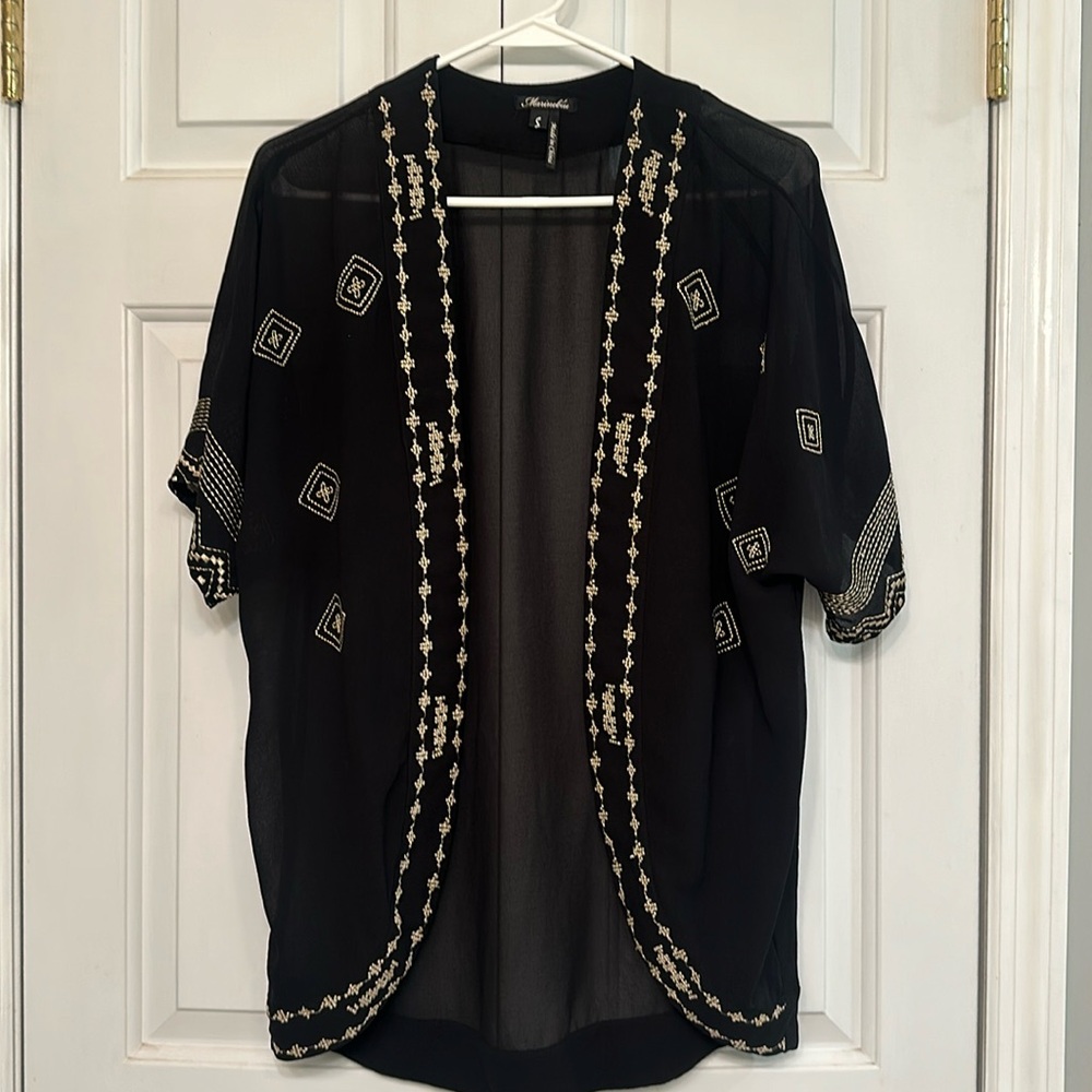 Black and gold sheer kimono